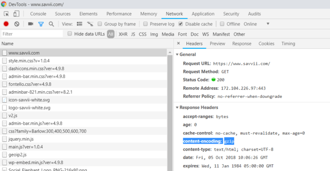 Headers controleren op Gzip