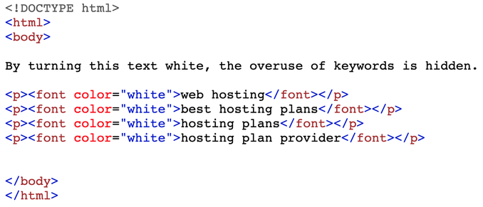 Code that turns specific keywords white.